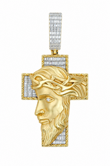 Baguette VVS Moissanite Yellow Cross Jesus Pendant