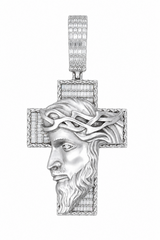 Baguette VVS Moissanite White Cross Jesus Pendant