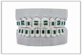 May Birthstone Green Emerald VVS Moissanite Diamond Grillz