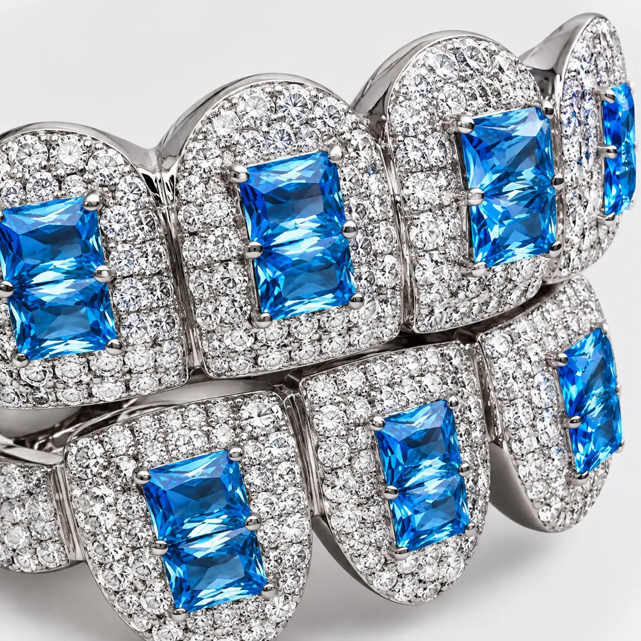 Moissanite Blue Gemstone Grillz