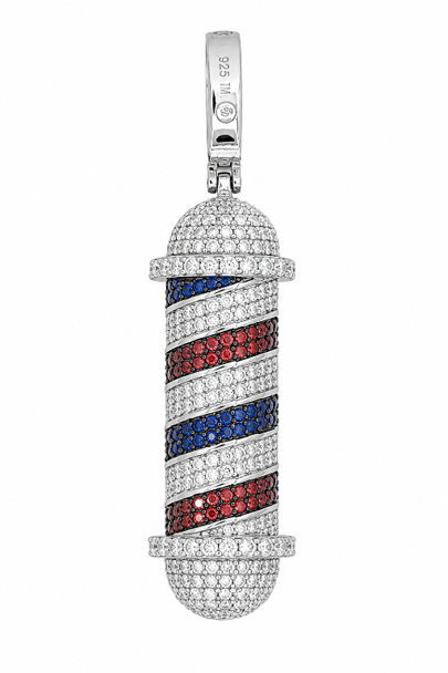 Round VVS Moissanite Diamond Barber Pole Pendant