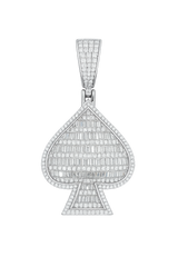 Round And Baguette VVS Moissanite Diamond Spades Pendant