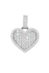 Round And Baguette VVS Moissanite Diamond Heart Pendant