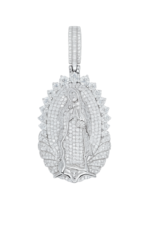 Round VVS Moissanite Diamond Virgin Mary Pendant