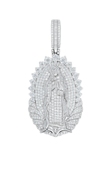 Round VVS Moissanite Diamond Virgin Mary Pendant