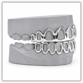 Open Face White Solid Grillz