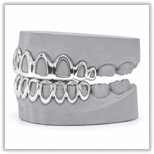 Open Face White Solid Grillz