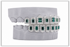 May Birthstone Green Emerald VVS Moissanite Diamond Grillz