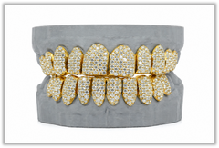 Full Bust Down VVS Moissanite Diamond Yellow Grillz